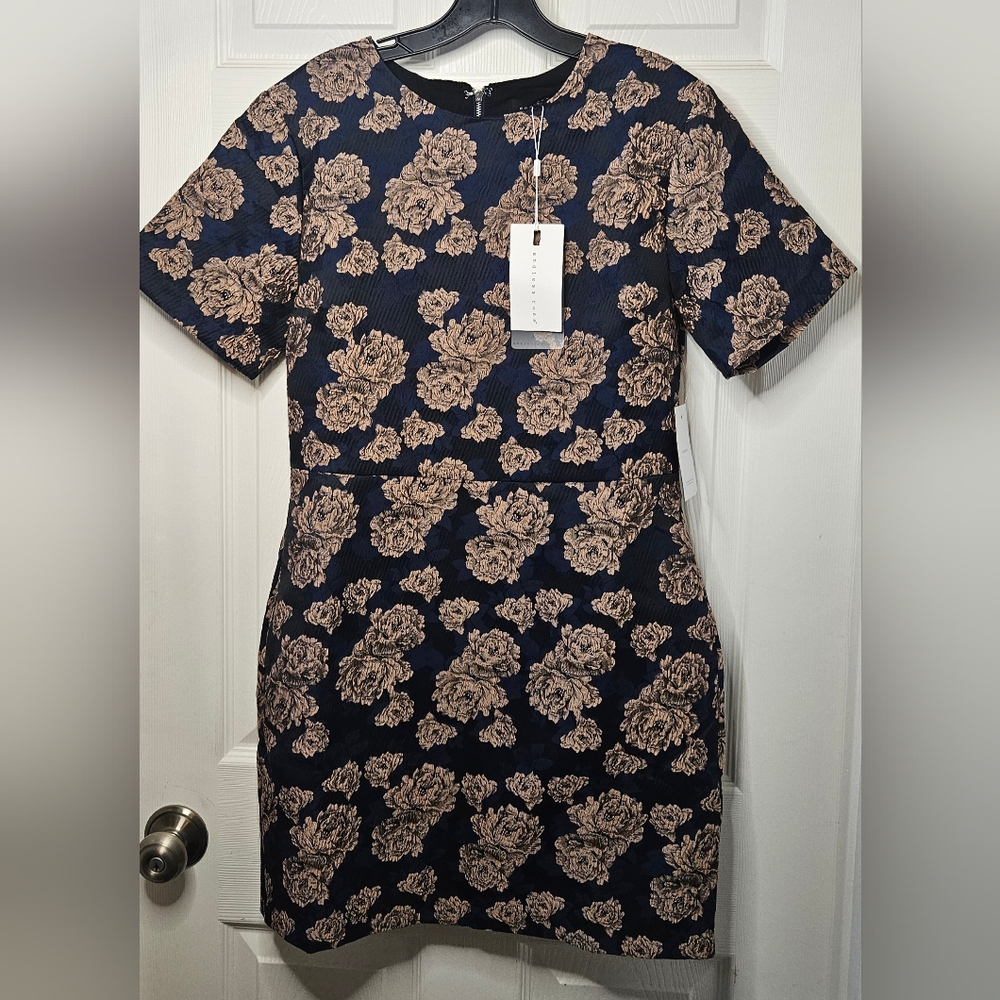 Endless Rose Navy Dress with Beige Floral Print